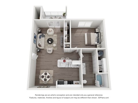 Floor plan for 1 bed, 1 bath, 712 sqft
